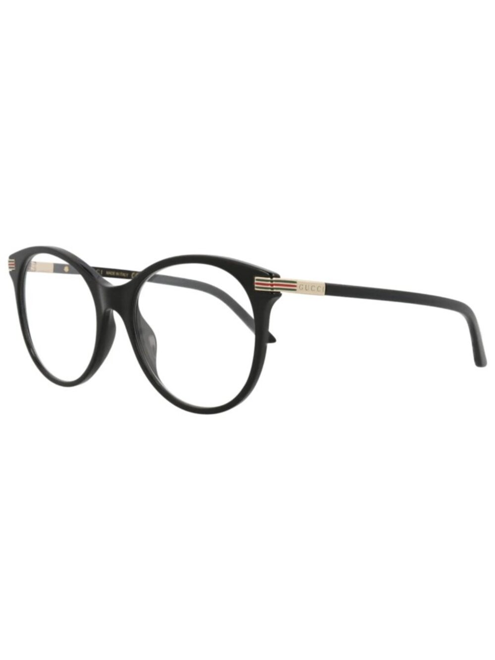 New Gucci Women's Eyeglasses Round Oval Recycled Acetate Frame Black Black